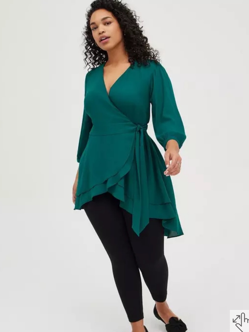 Torrid Georgette Wrap Tunic Blouse Green Size 1X